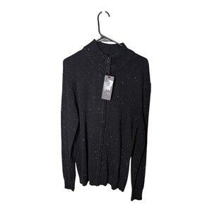 Silver Jeans Co. Black Speckled Full Zip Mock Neck Sweater Small NWT